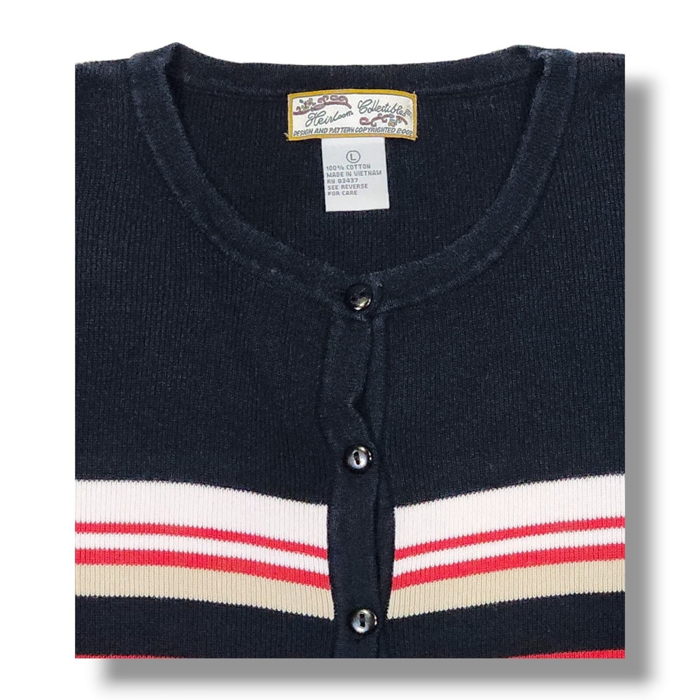 Vintage Heirloom Collectibles Striped Button Up‎ Cardigan Sweater Women's L - Picture 9 of 12